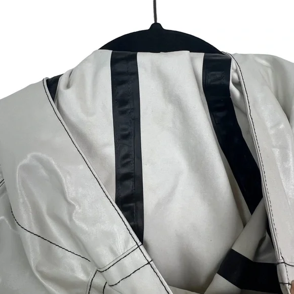 AlexaChung Ivory Hooded Coated Cotton Blend Oversized Rain Trench Coat Jacket